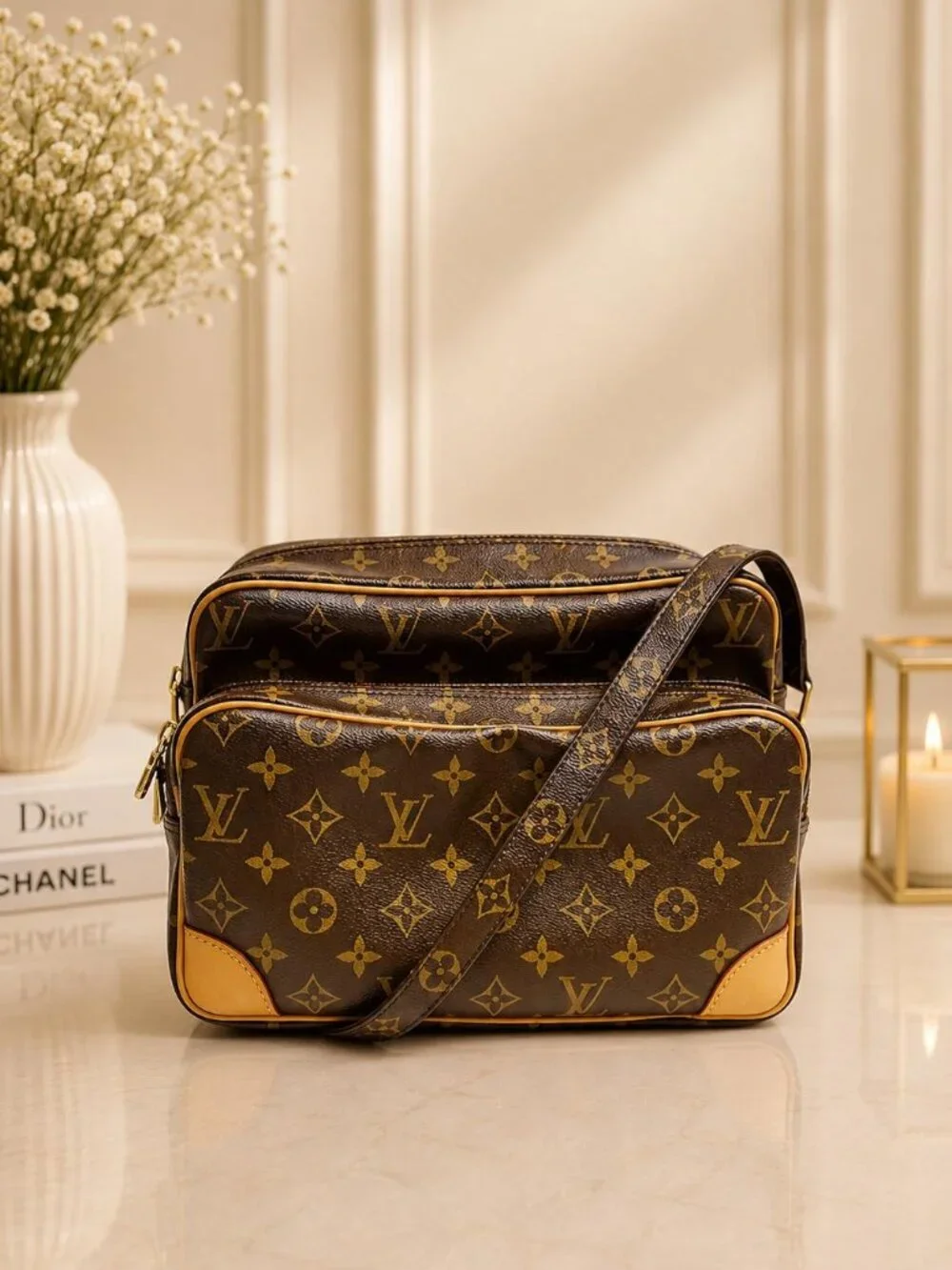 Authentic Louis Vuitton Nile Monogram Crossbody Bag Vintage LV
